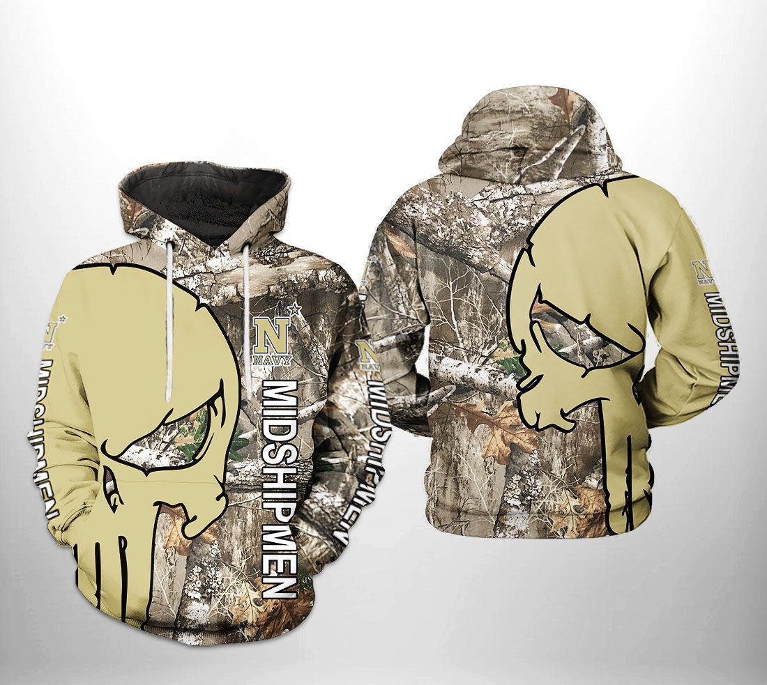 Navy Midshipmen NCAA Camo Veteran Hunting Hoodie Zip Hoodie