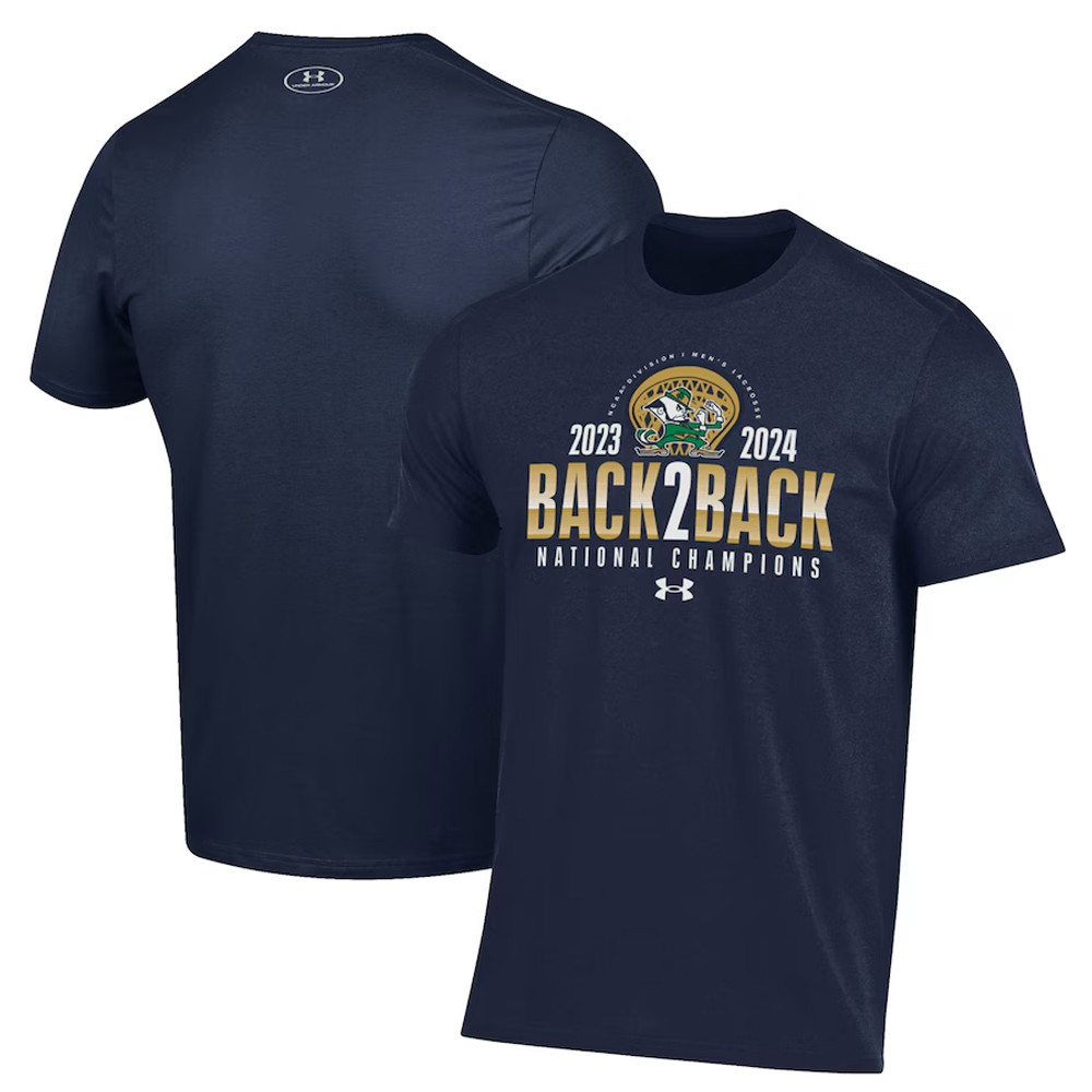Navy Notre Dame Fighting Irish Back-To-Back NCAA Mens Lacrosse National Champions T-Shirt