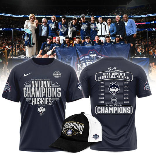 Navy UConn Huskies 2025 NCAA Womens Basketball National Champions Locker Room Shirt