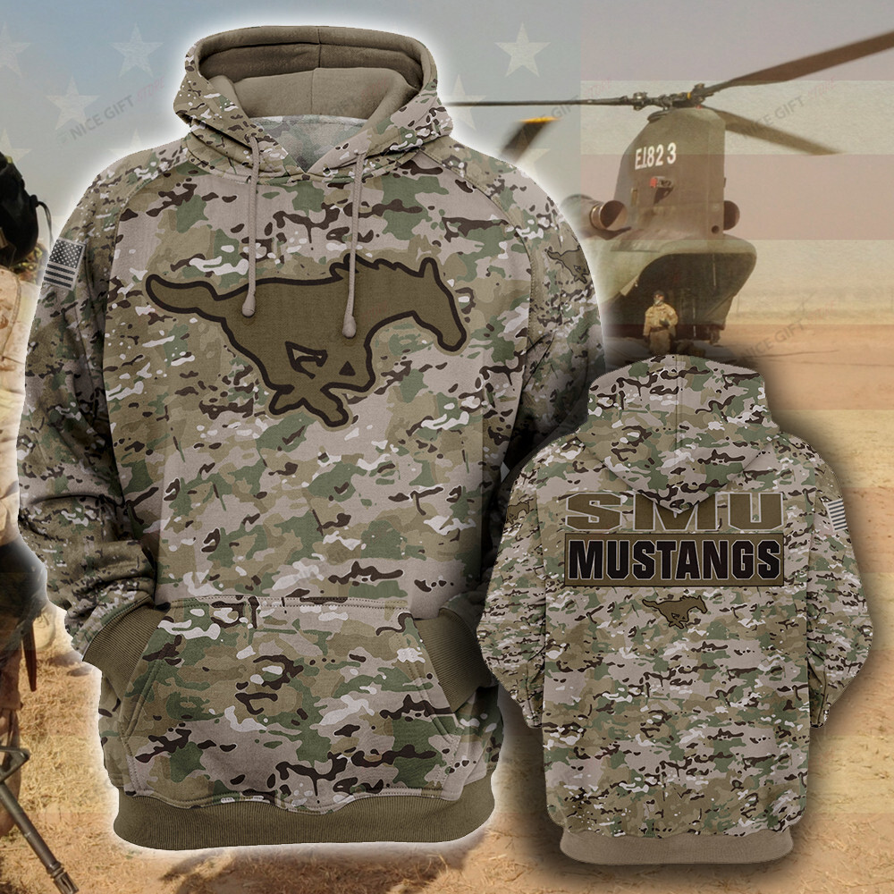 NCAA SMU Mustangs Camouflage 3D Hoodie MTD2T2