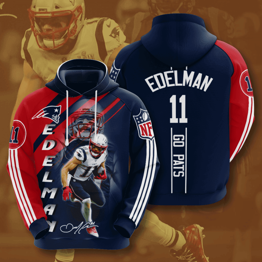 New England Patriots Julian Edelman Hoodie Zip Hoodie Version 1425