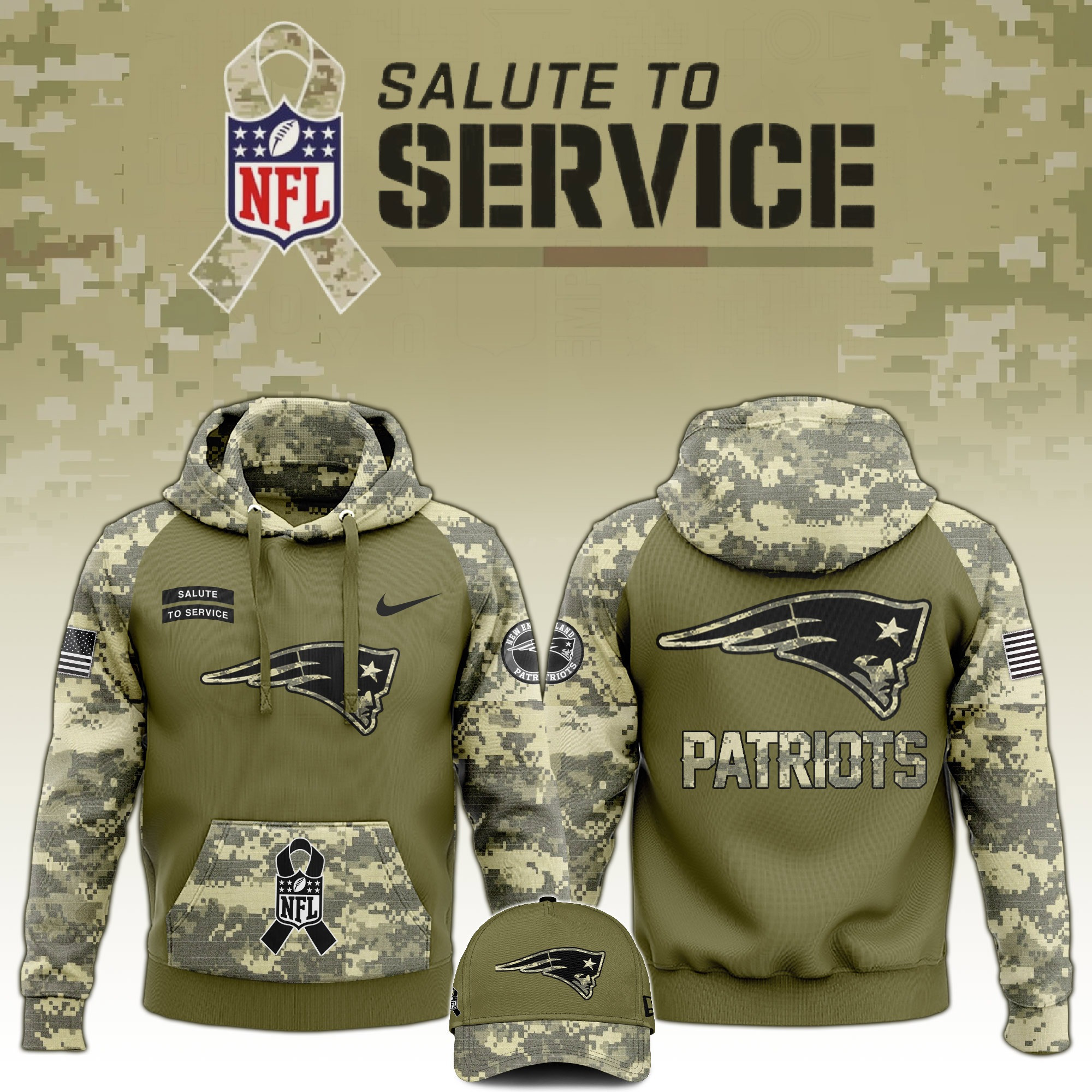 New England Patriots Salute to Service Club Camo Hoodie Best Patriots Shirt