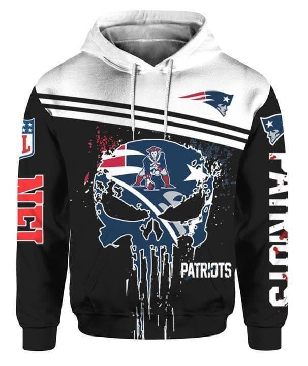 New England Patriots Skull Zip Hoodie Zip Hoodie
