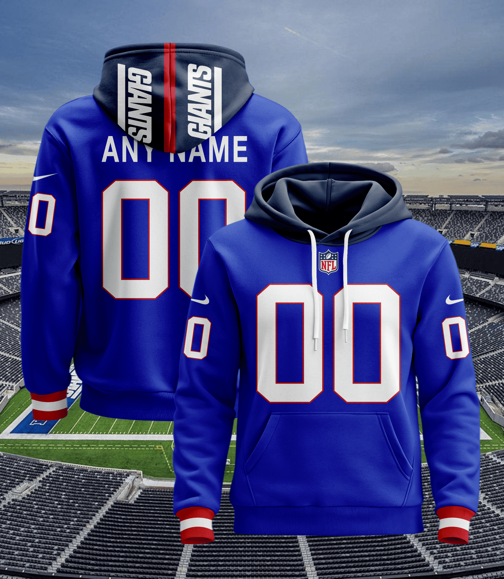 New York Giants Personalized Name And Number NFL 3D Hoodie Version 45