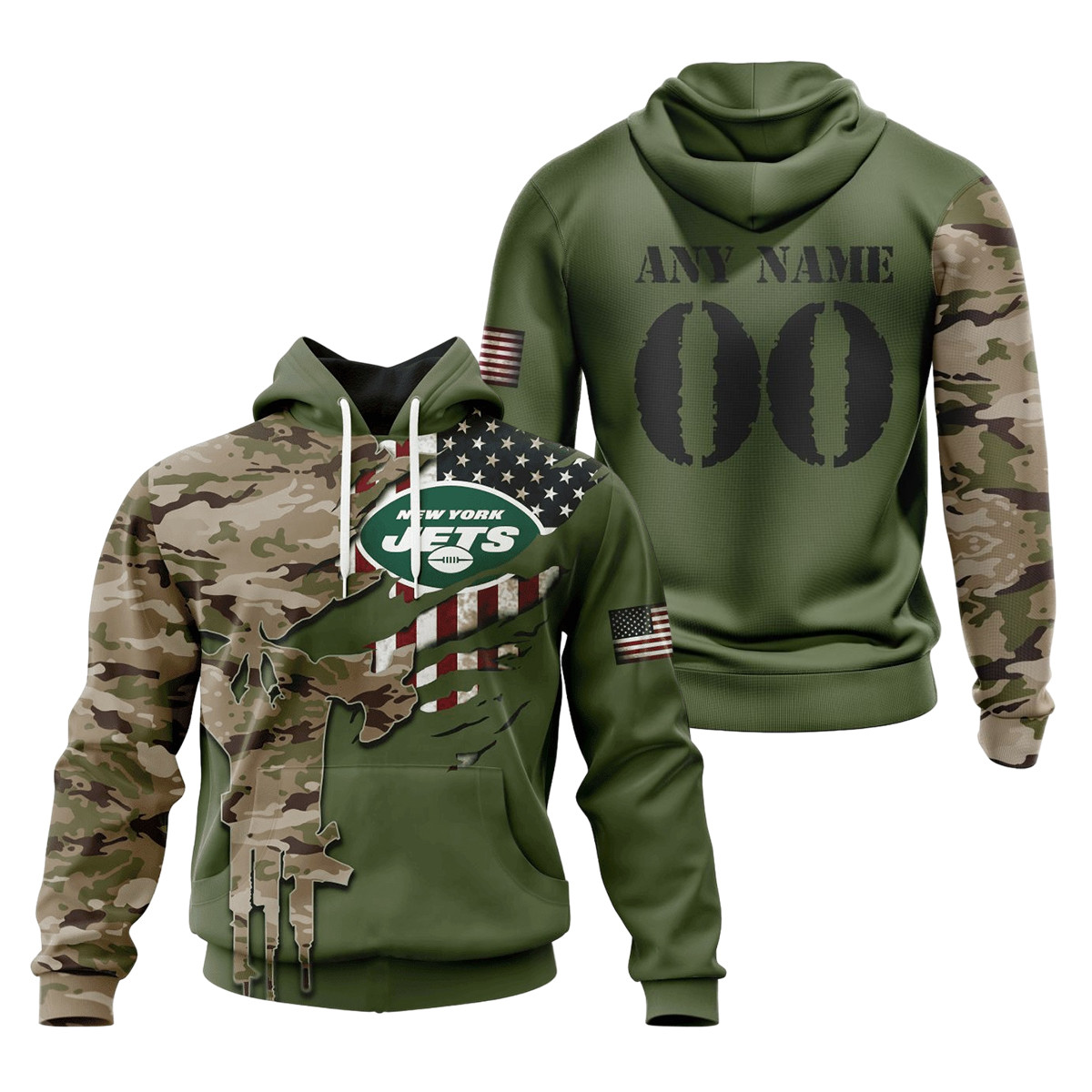 New York Jets Special Camo Design 3D printed Sweatshirt Hoodie Zipped Hoodie