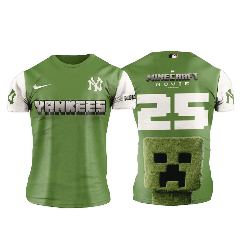 New York Yankees MLB x Minecraft creeper Movie Night 2025 Shirt New York Yankees Merch For Fans