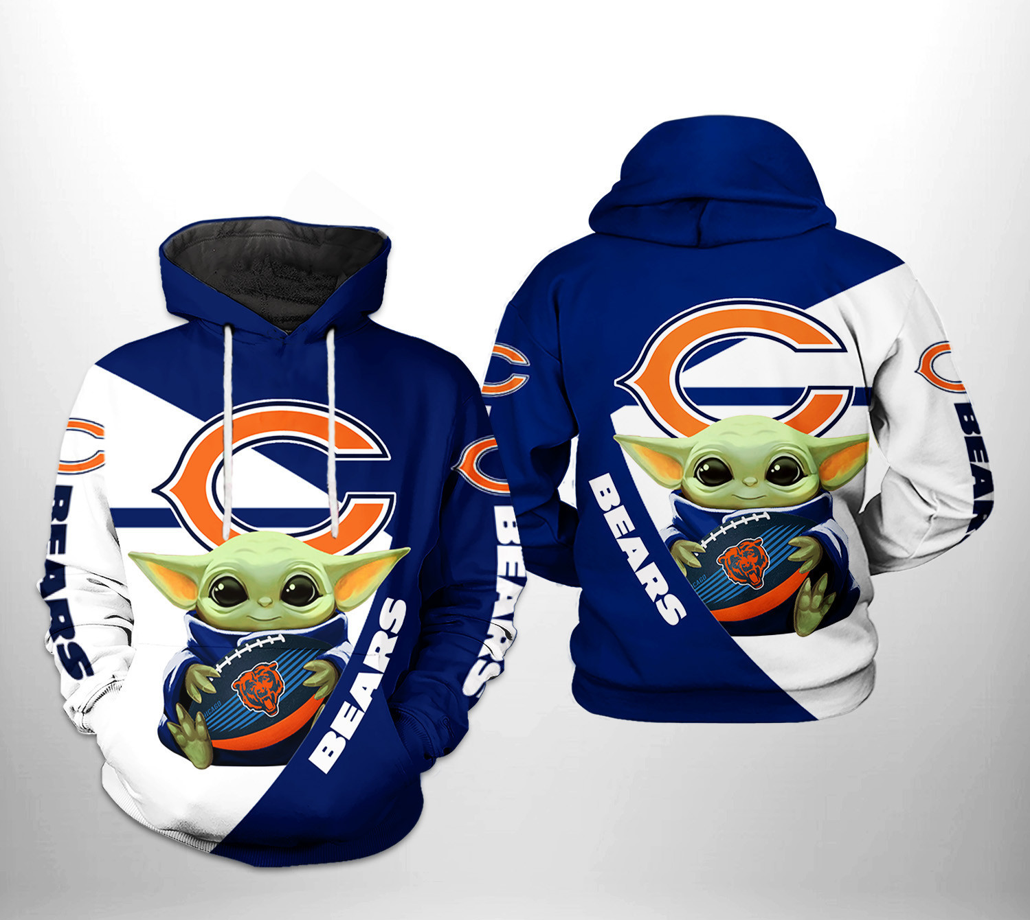 NFL Chicago Bears NFL Baby Yoda Team Hoodie Zip Hoodie
