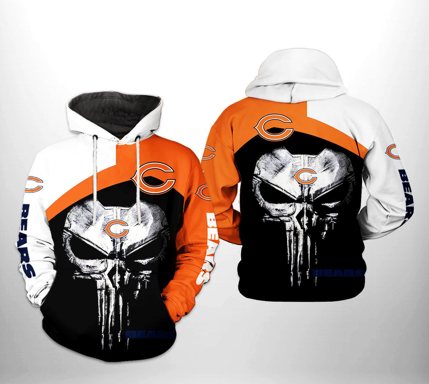 NFL Chicago Bears NFL Skull Punisher Team Hoodie Zip Hoodie