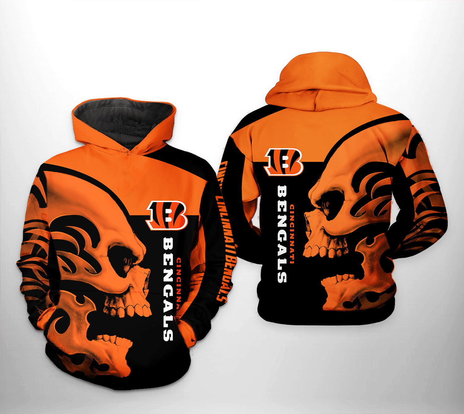 NFL Cincinnati Bengals NFL Skull Hoodie Zip Hoodie