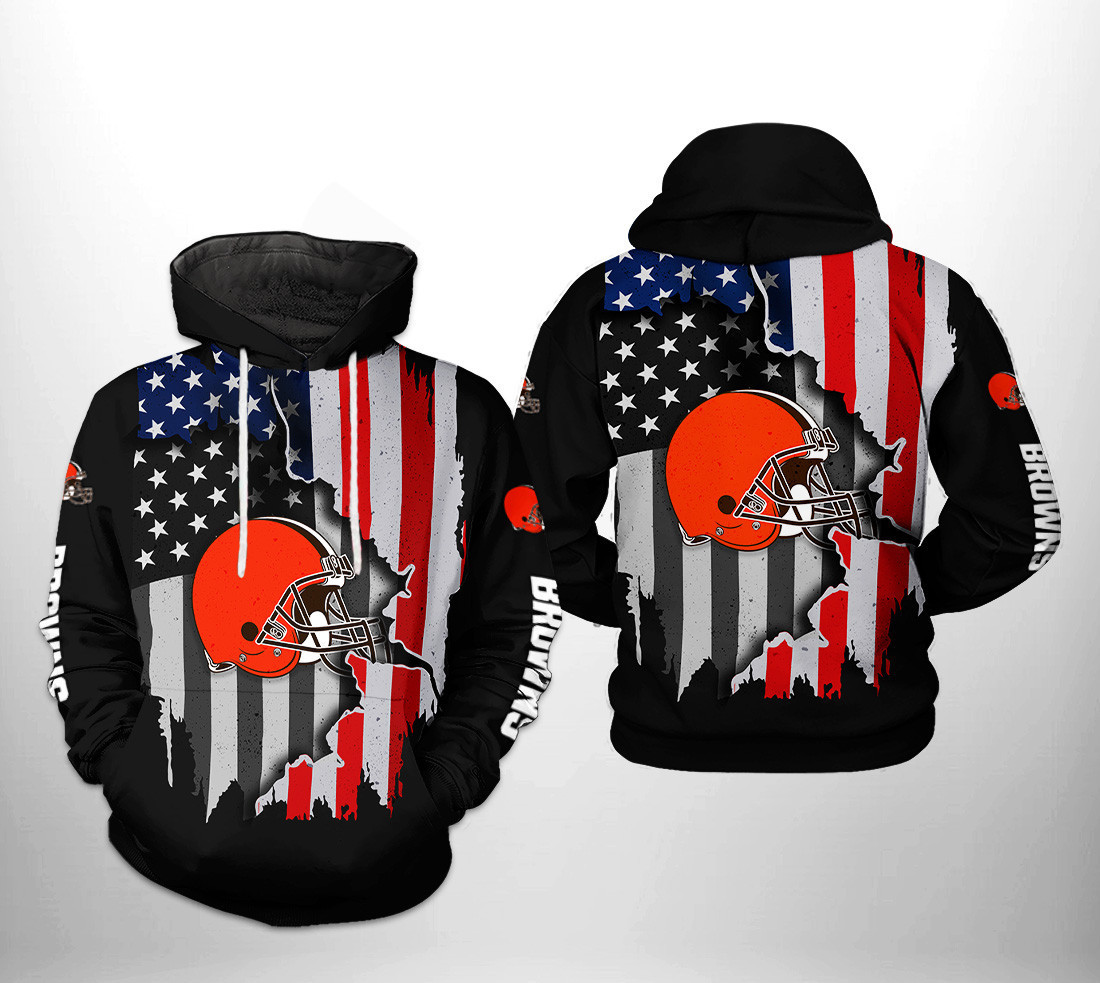 NFL Cleveland Browns NFL US Flag Team Hoodie Zip Hoodie Version 1980
