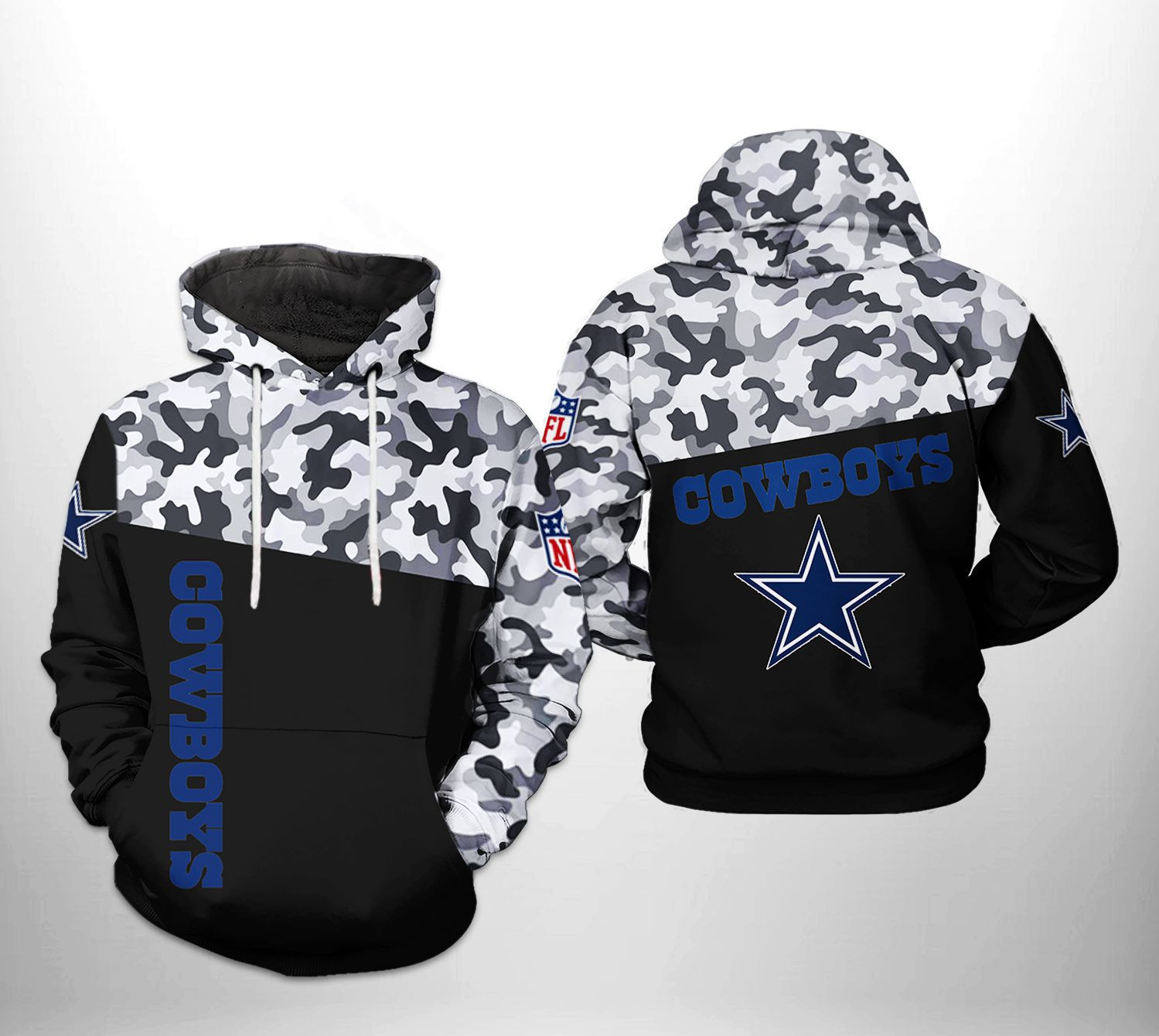 NFL Dallas Cowboys NFL Camo Veteran Team Hoodie Zip Hoodie