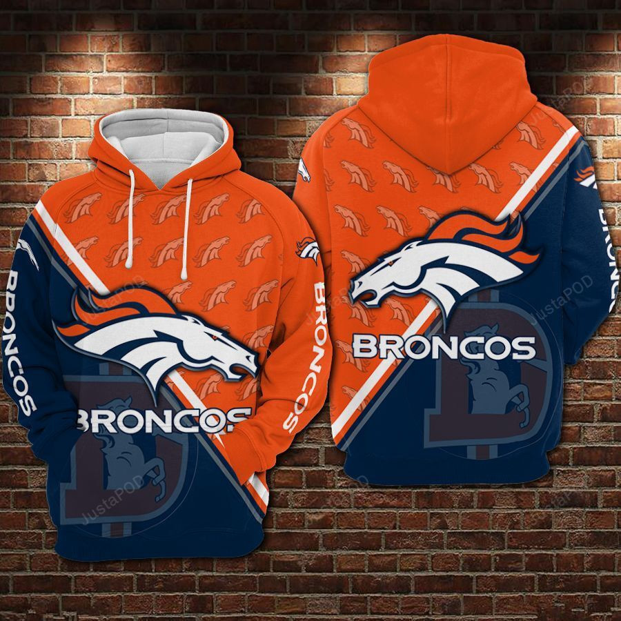 NFL Denver Broncos Nfl Football Big Logo Hoodie Zip Hoodie