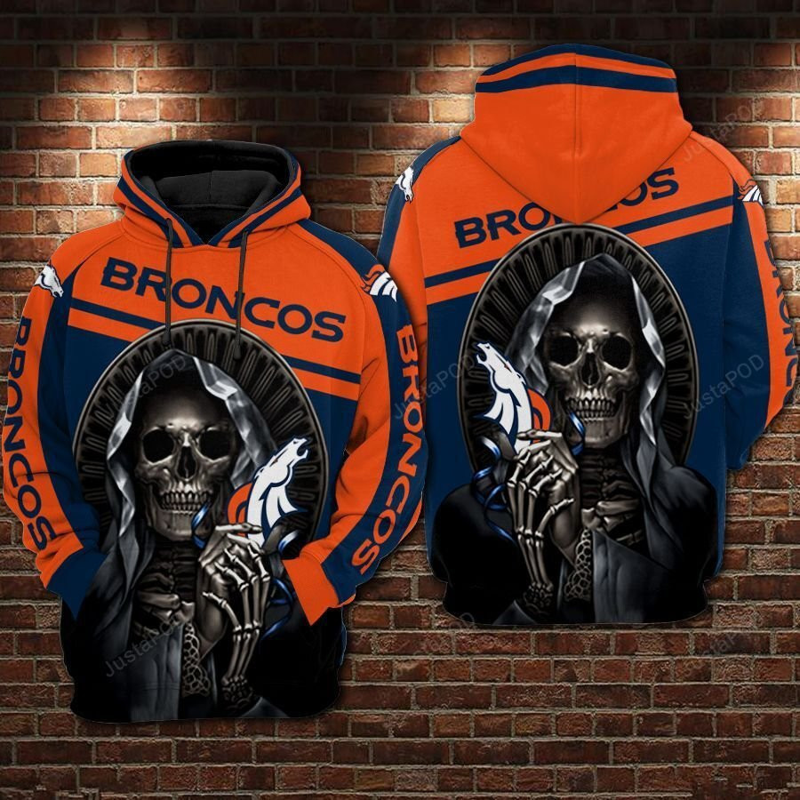 NFL Denver Broncos Nfl Football Skull Hoodie Zip Hoodie Version 1086