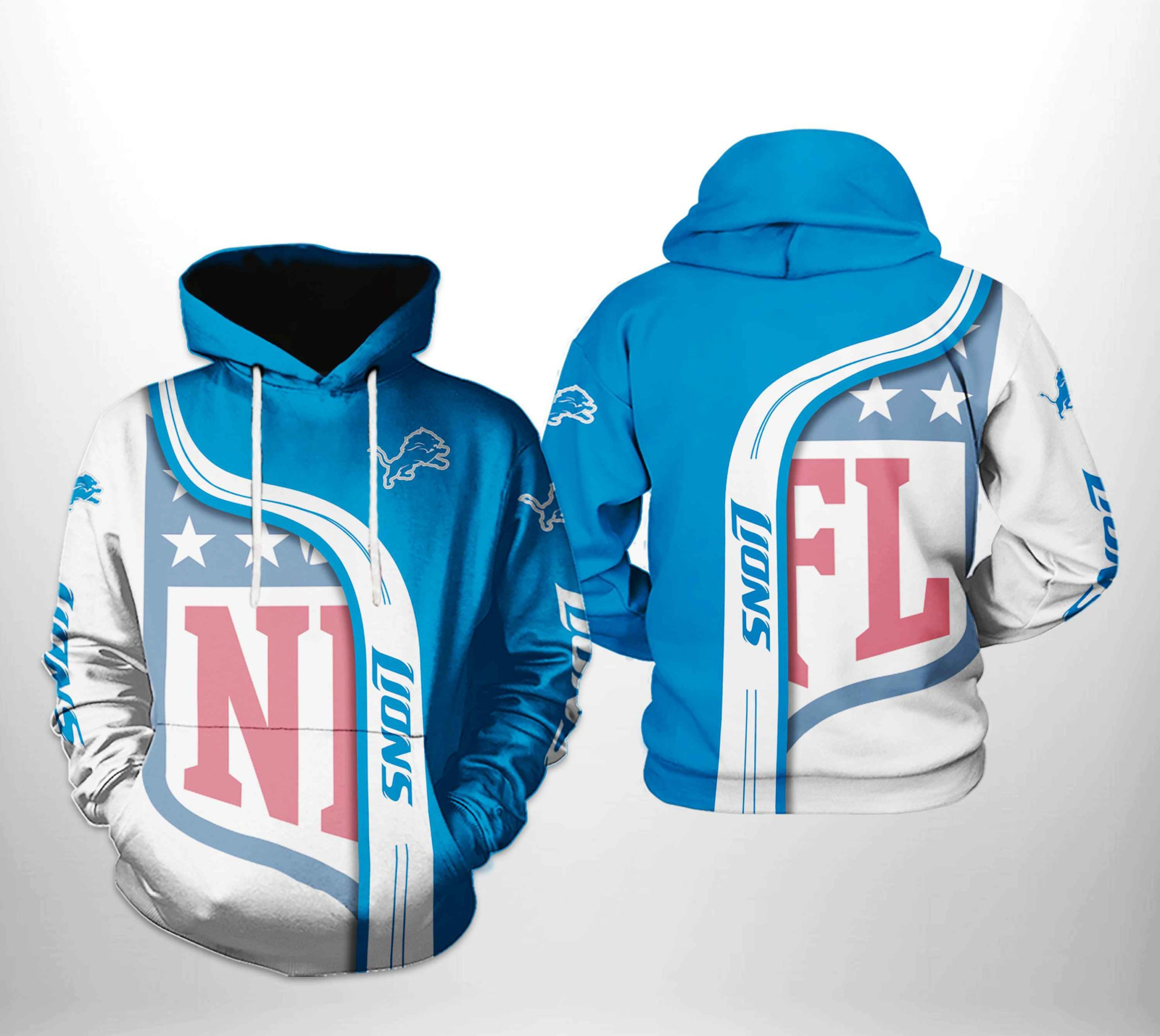NFL Detroit Lions NFL Team Hoodie Zip Hoodie Version 2125