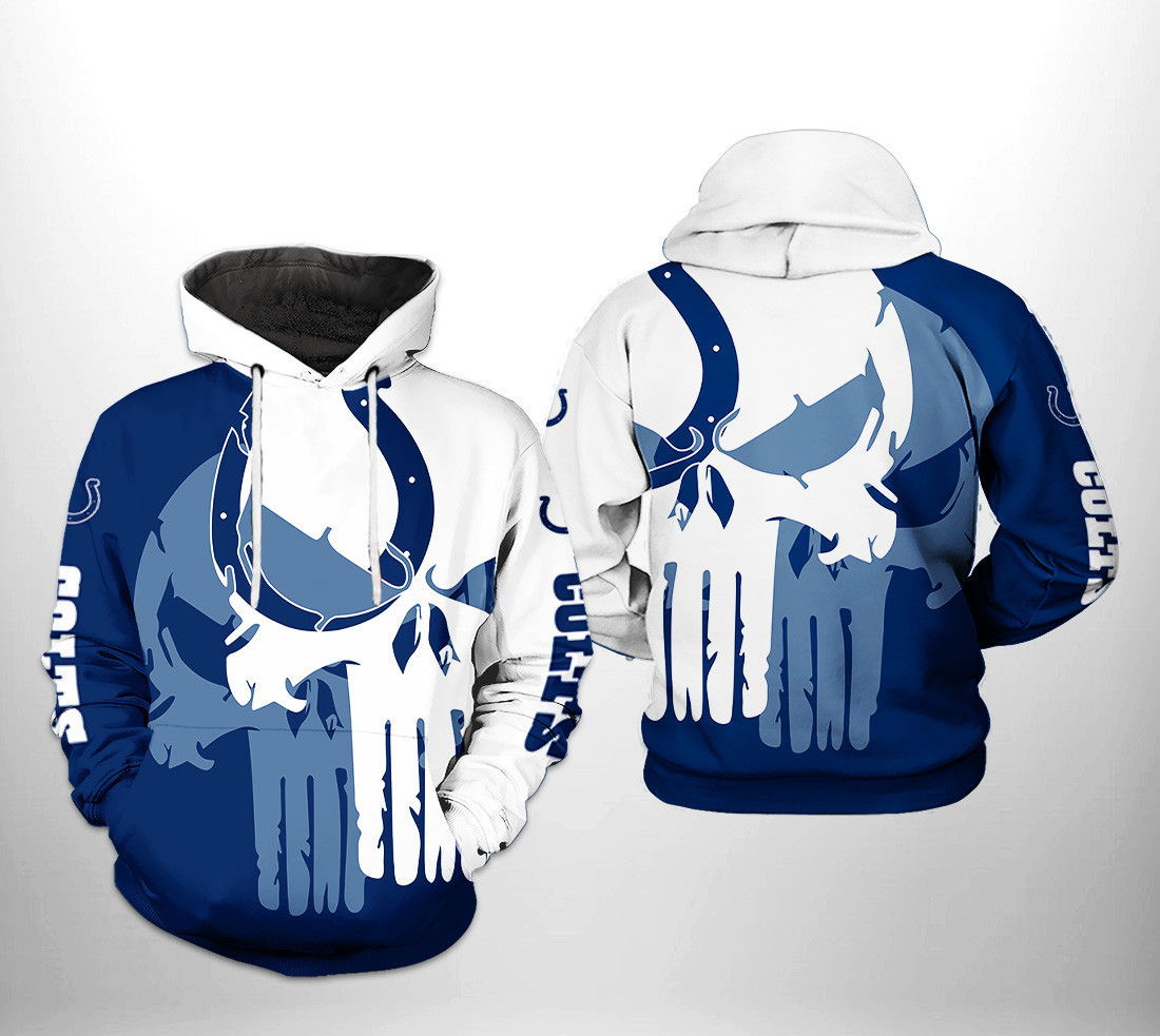 NFL Indianapolis Colts NFL Team Skull Hoodie Zip Hoodie