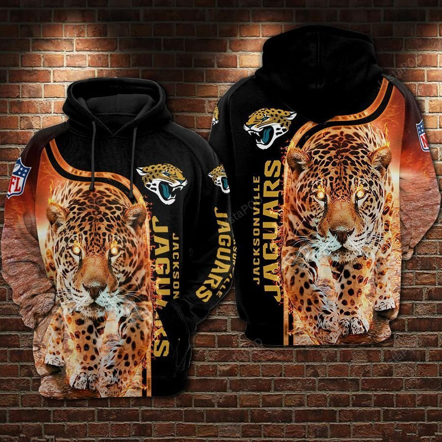 NFL Jacksonville Jaguars Nfl Football Tiger Fire Hoodie Zip Hoodie