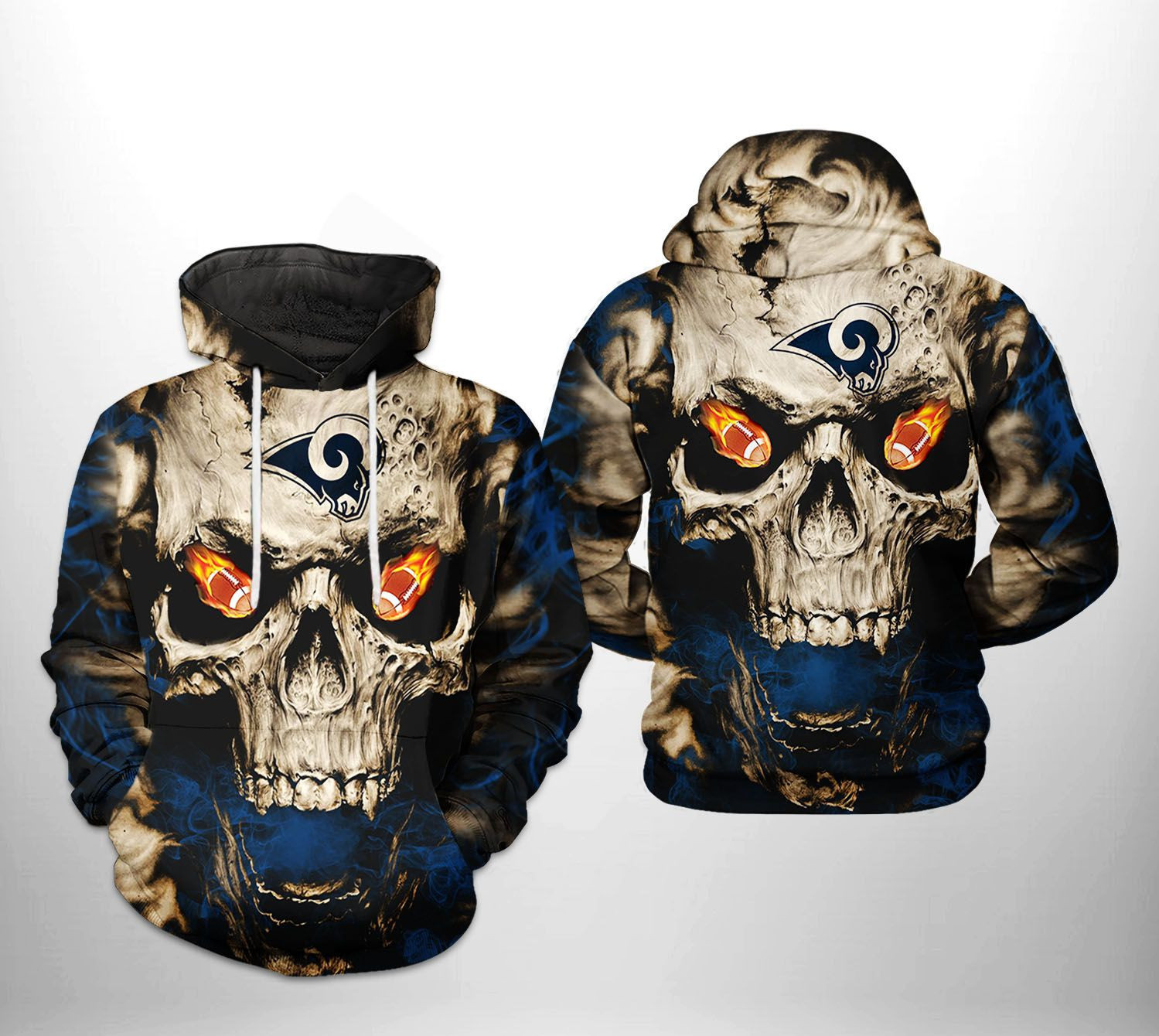 NFL Los Angeles Rams NFL Skull Team Hoodie Zip Hoodie