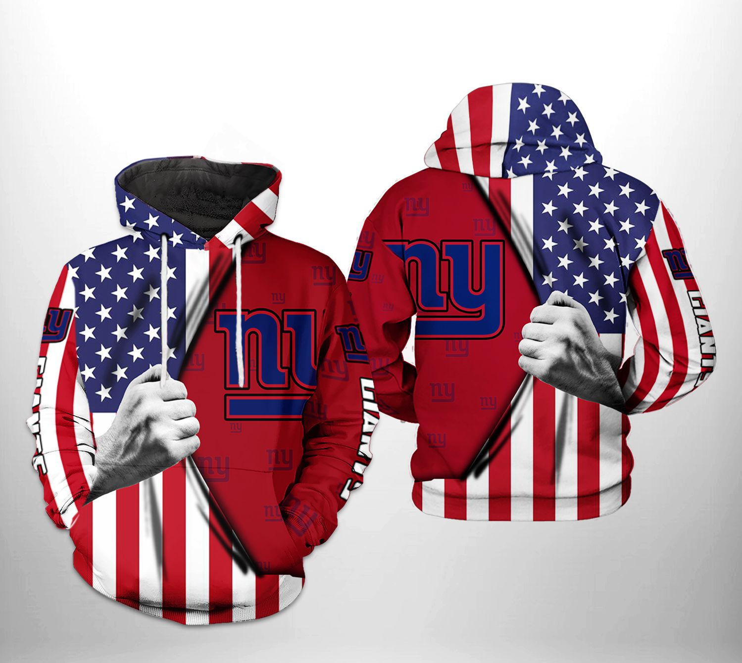 NFL New York Giants NFL US Flag Team Hoodie Zip Hoodie Version 1276