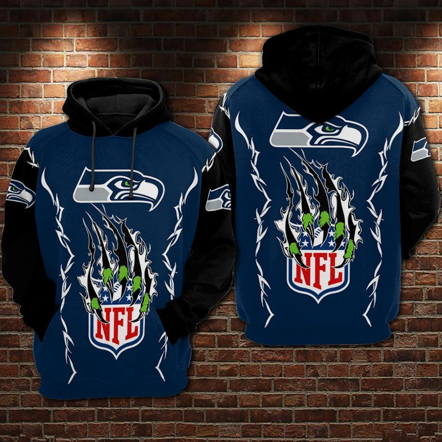 NFL Seattle Seahawks Nfl Football Claws Hoodie Zip Hoodie