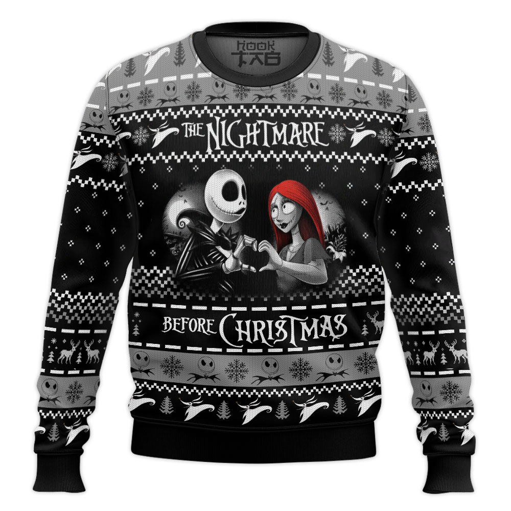 Nightmare Before Xmas Jack Sally Funny Couples Ugly Christmas Sweater