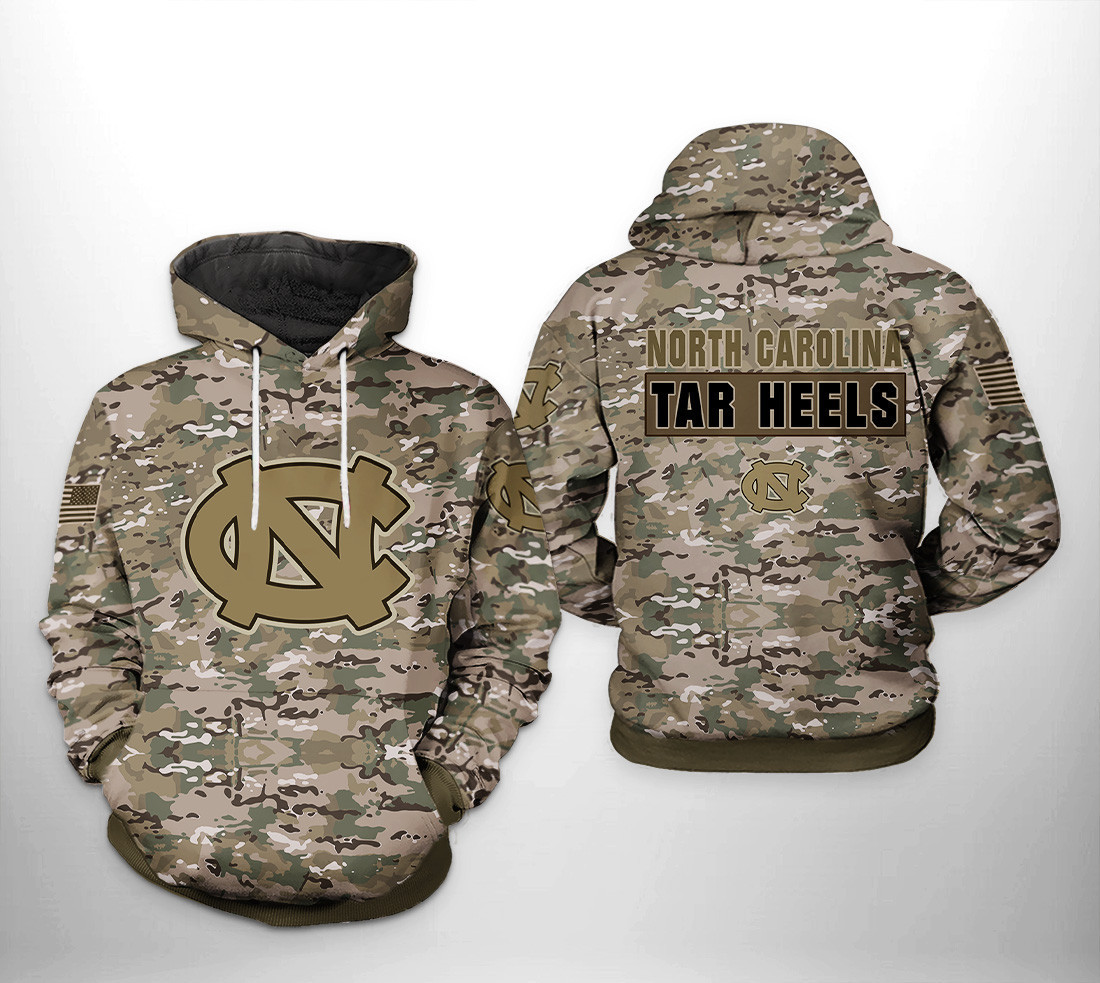 North Carolina Tar Heels NCAA Camo Veteran Hoodie Zip Hoodie