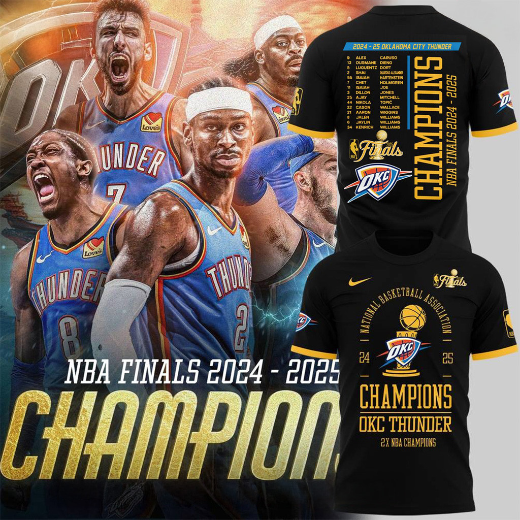 Oklahoma City Thunder 2025 NBA Finals 2x Champions Shirt OKC Merch Gifts For Father