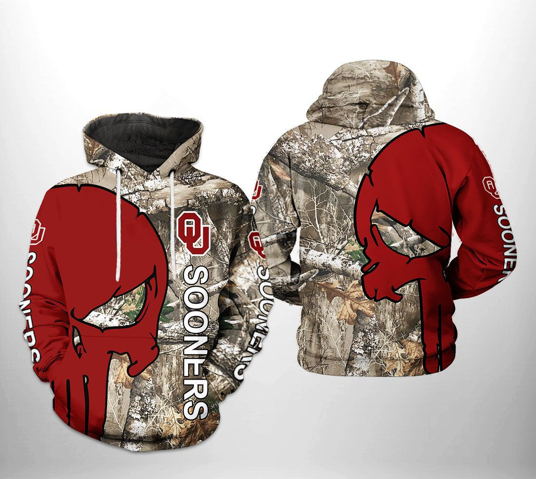Oklahoma Sooners NCAA Camo Veteran Hunting Hoodie Zip Hoodie