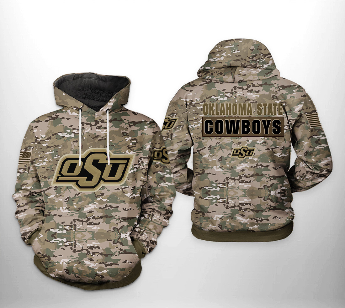 Oklahoma State Cowboys NCAA Camo Veteran Hoodie Zip Hoodie