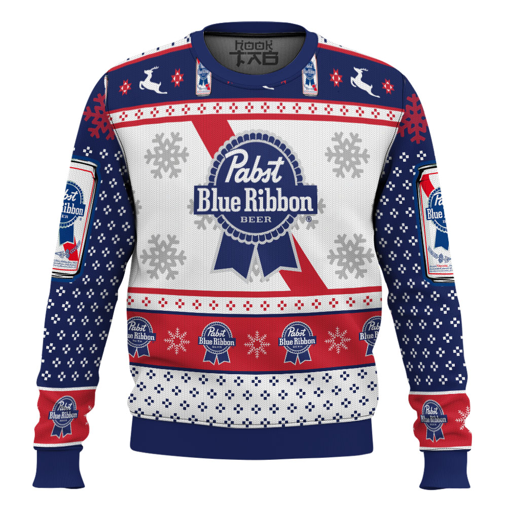 Pabst Blue Ribbon Ugly Christmas Sweater