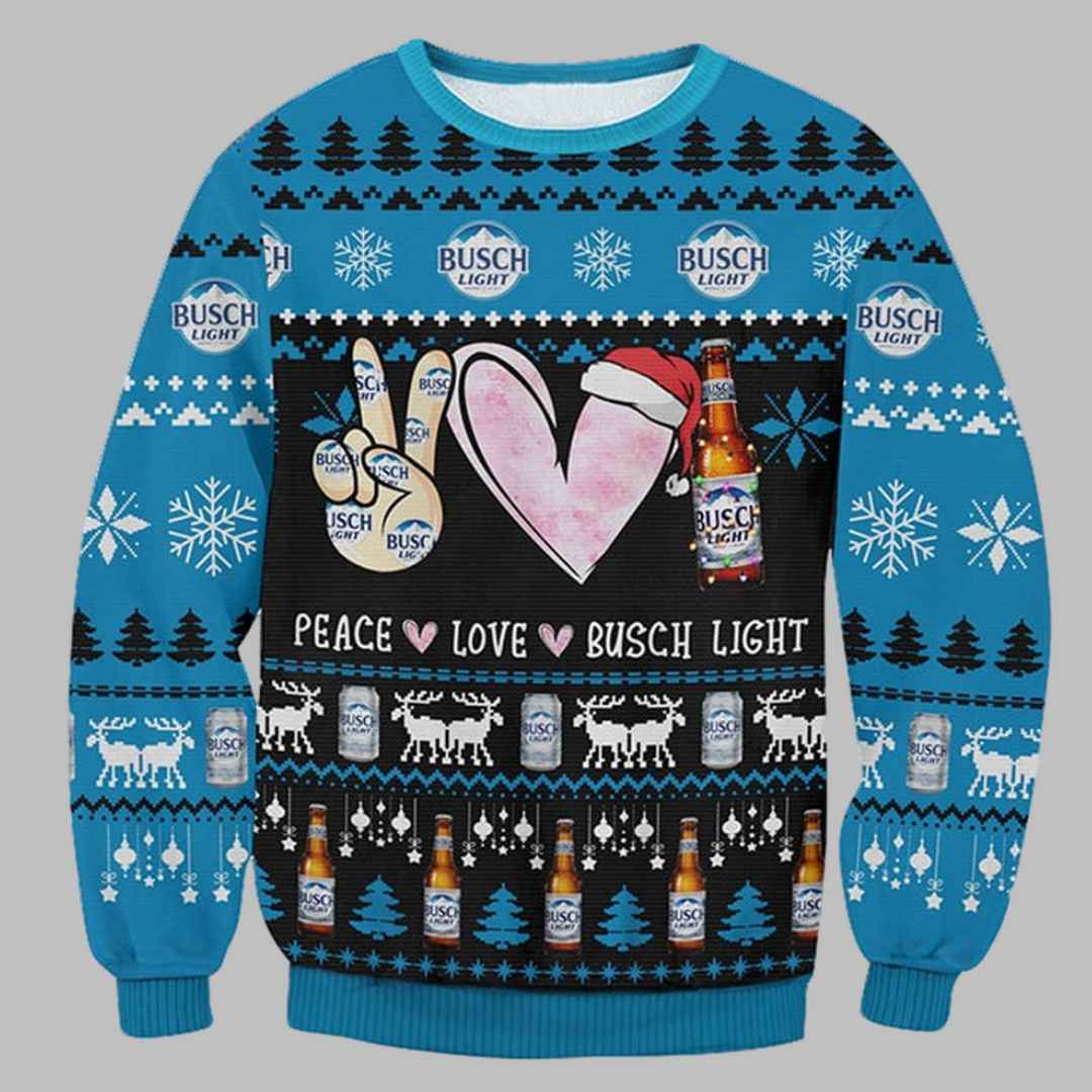 Peace Love Busch Light Ugly Christmas Sweater