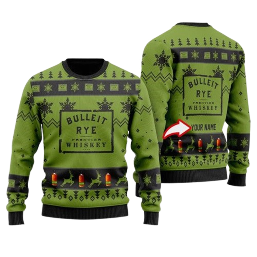 Personalized Funny Bulleit Rye Ugly Christmas Sweater