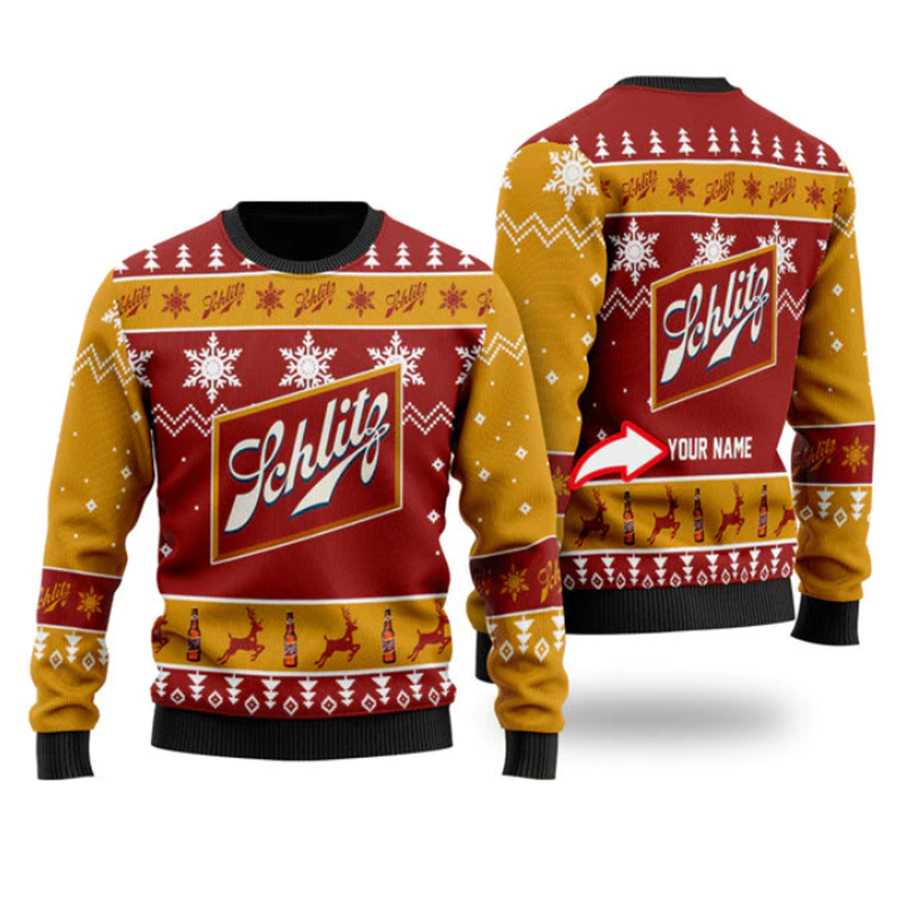 Personalized Funny Schlitz Beer Ugly Christmas Sweater