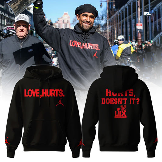 Philadelphia Eagles x Love Hurts Hoodie 2025 Super Bowl Lix Hoodie Best Gift For Football Lovers