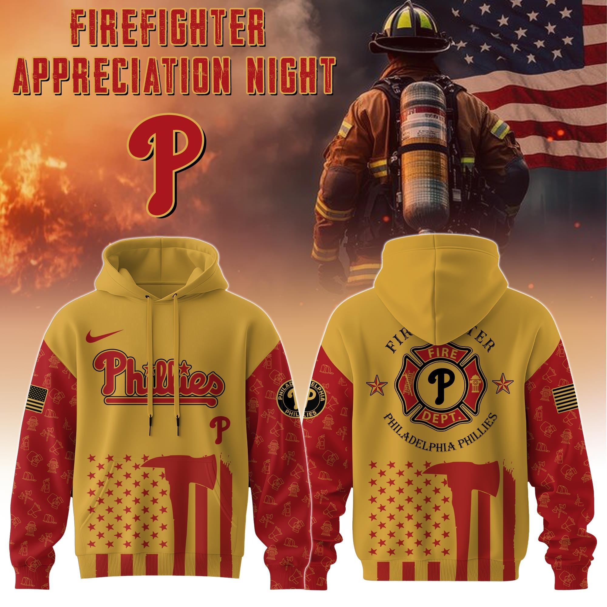 Philadelphia Phillies MLB X Firefighter Appreciation Night Hoodie Baseball Fan Gifts For Him