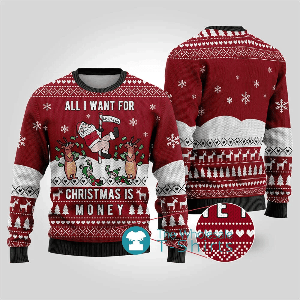Rick Naughty Santa Ugly Christmas Sweater Cardinal Red