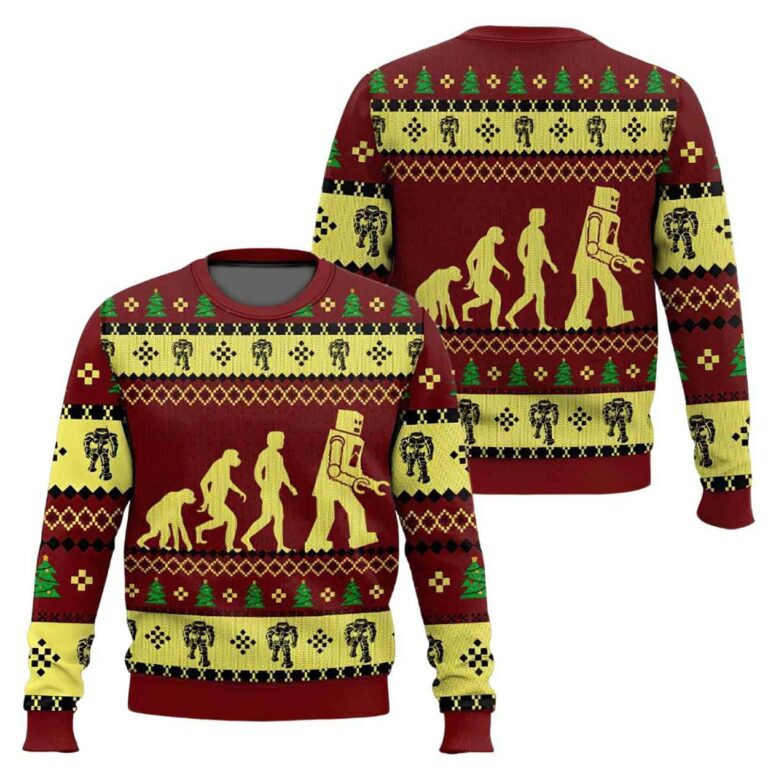 Robot Evolution Sheldon Cooper Ugly Christmas Sweater