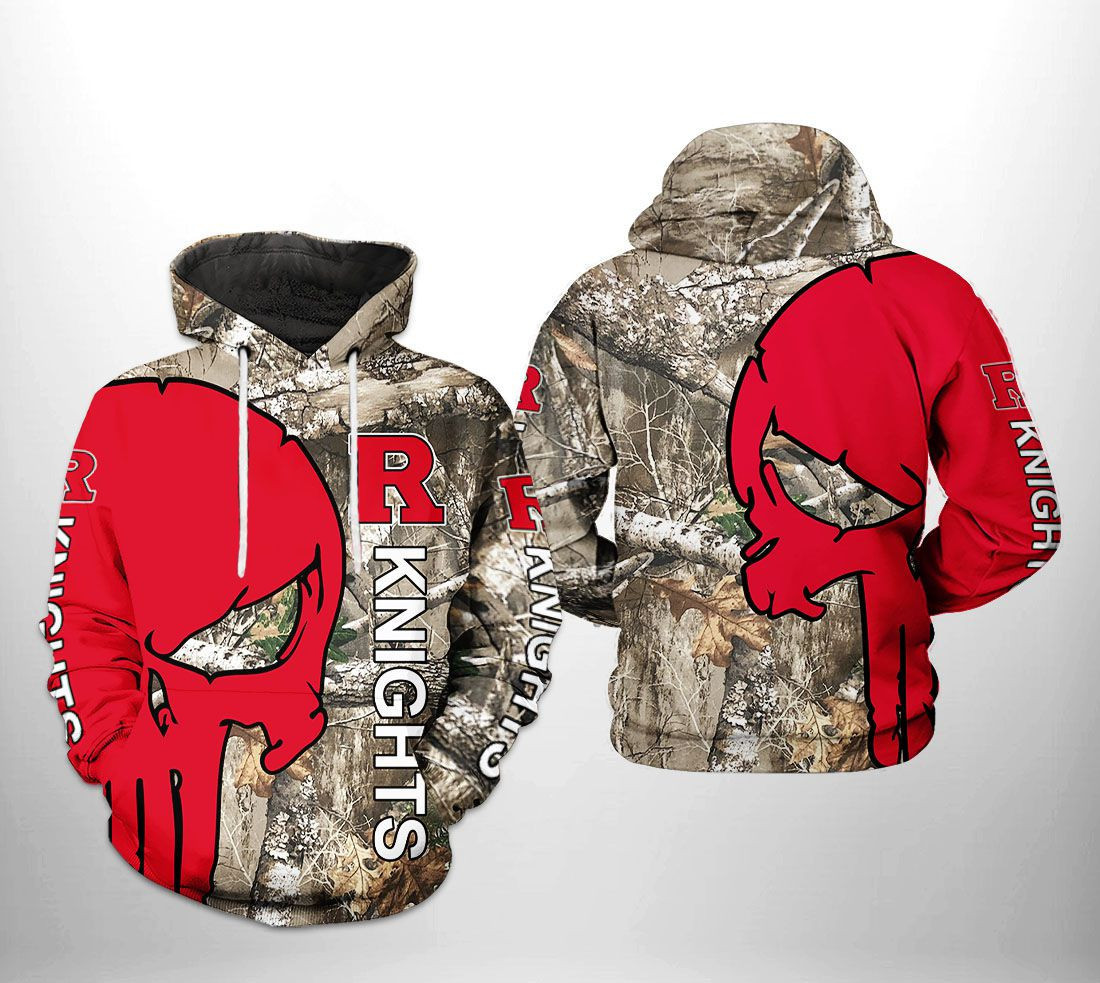 Rutgers Scarlet Knights NCAA Camo Veteran Hunting Hoodie Zip Hoodie