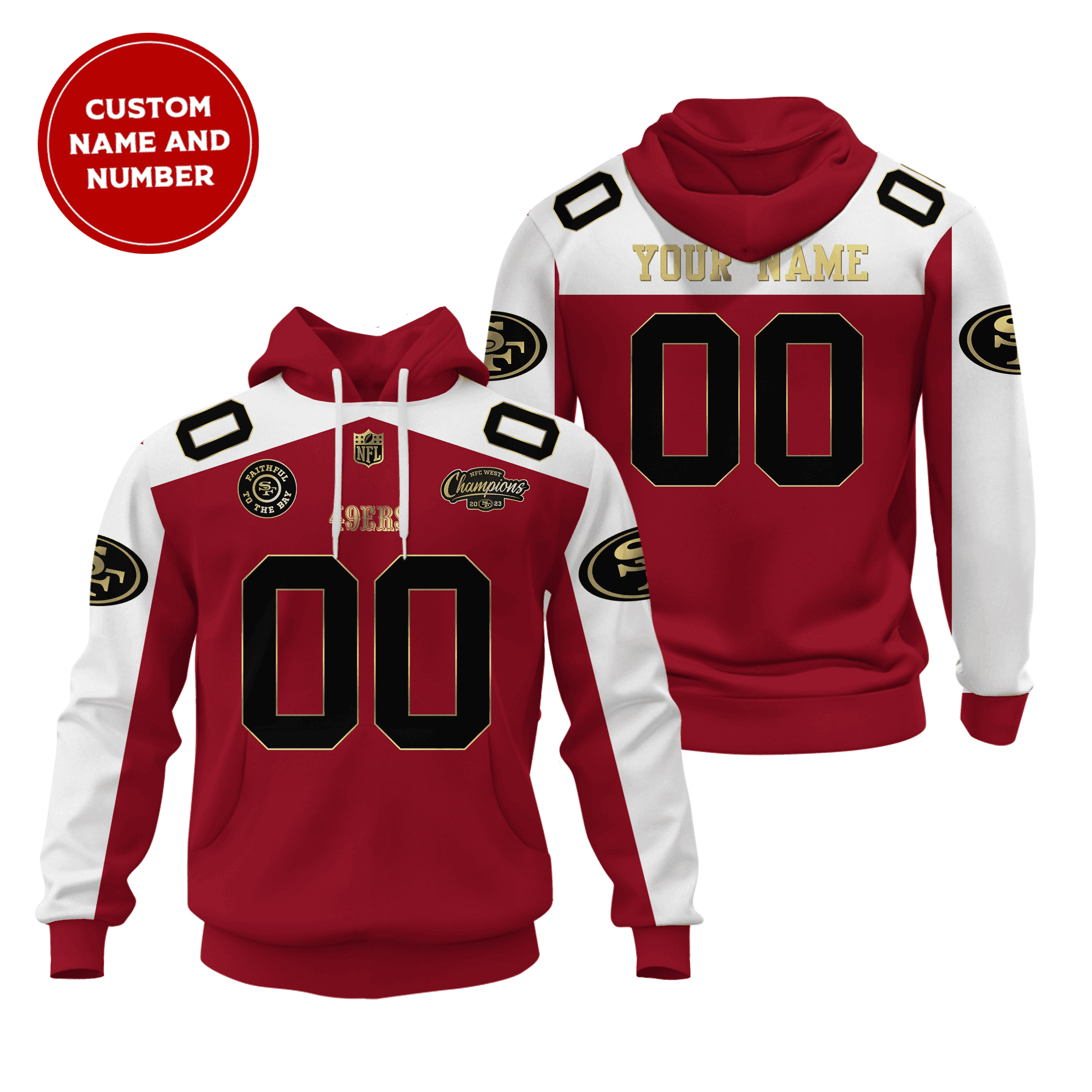 San Francisco 49ers Personalized Name And Number NFL 3D Hoodie Version 131