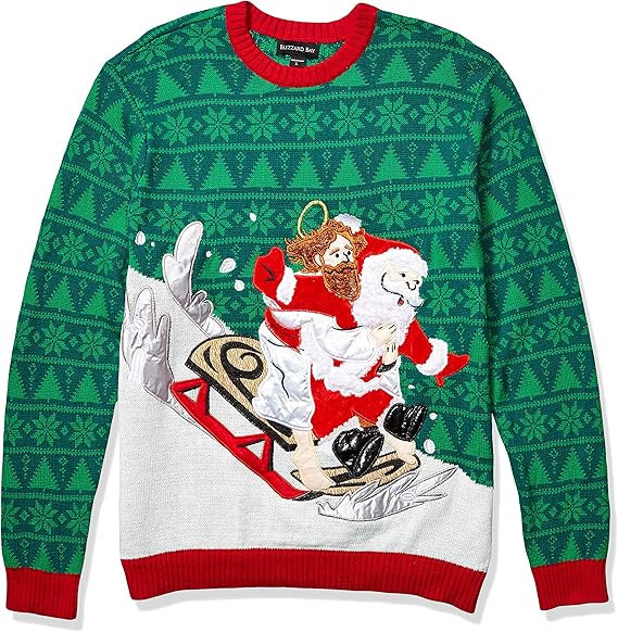 Santa and Jesus Sledders Ugly Christmas Sweater