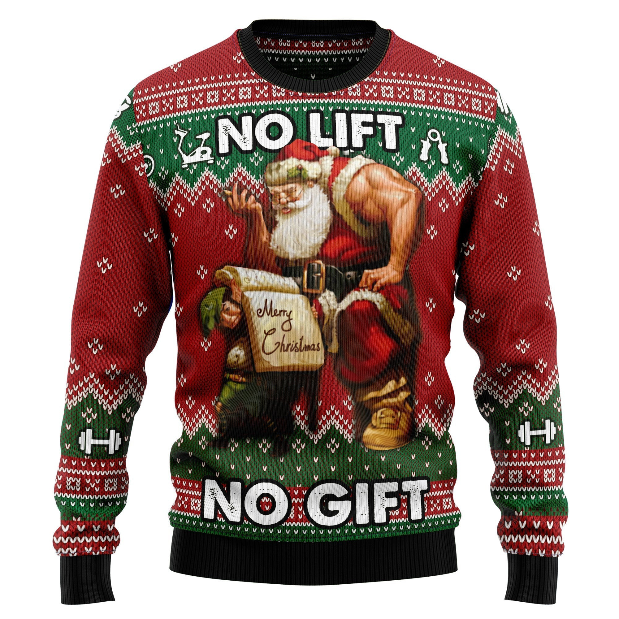 Santa Claus No Lift No Gift Christmas Graphic Sweater