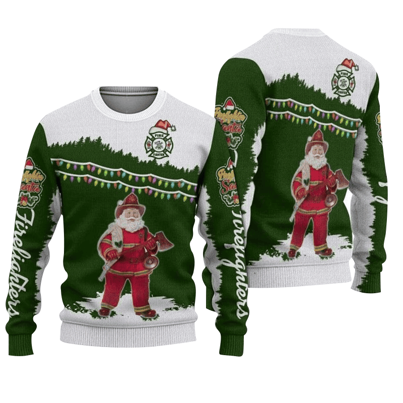 Santa Firefighter Ugly Christmas Sweater