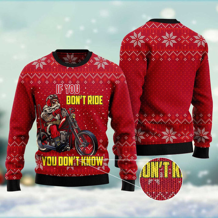 Santa Rider If You Dont Ride You Dont Know Ugly Christmas Sweater