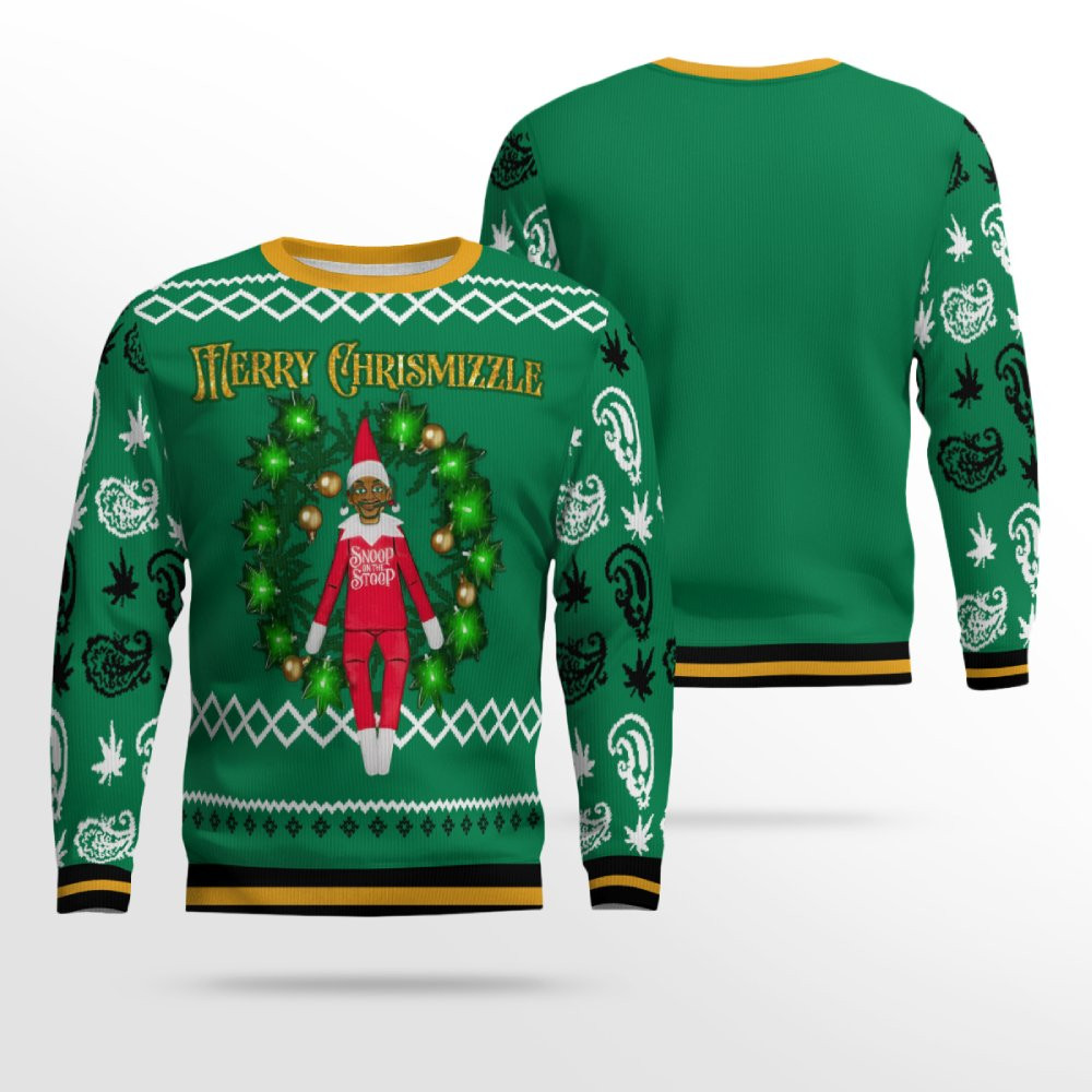 Snoop on the Stoop Merry Chrismizzle Christmas Sweater Green