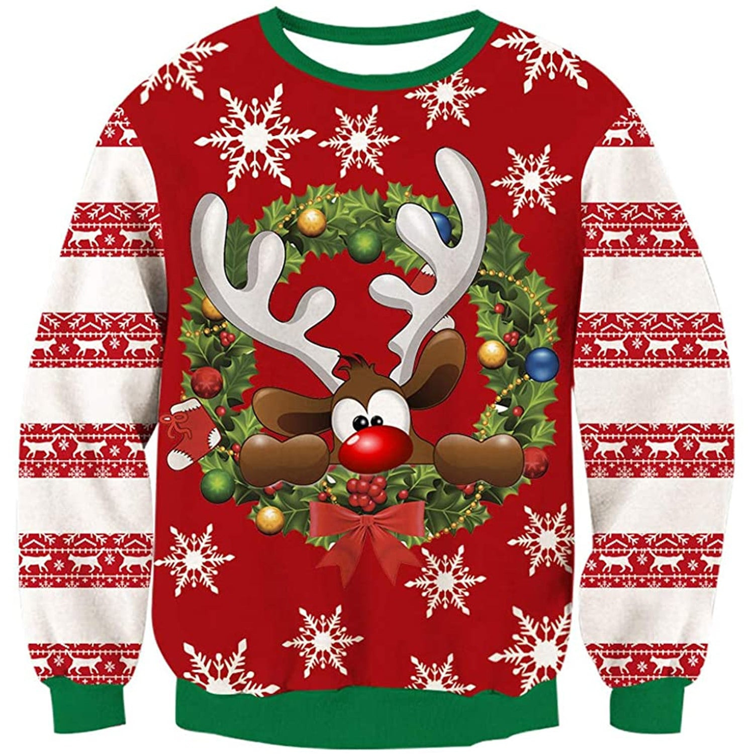 SNOW REINDEER UGLY CHRISTMAS SWEATER