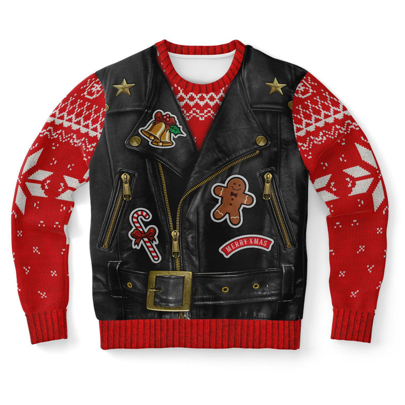 Sons of Santa Leather Biker Vest Ugly Christmas Sweater