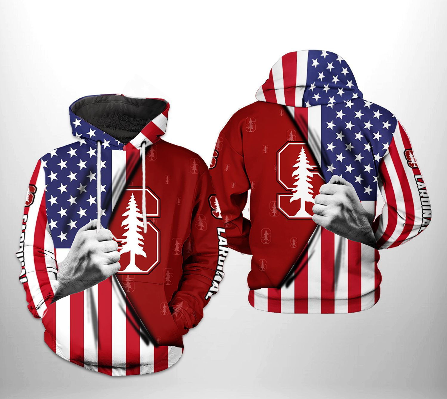 Stanford Cardinals NCAA US Flag Hoodie Zip Hoodie