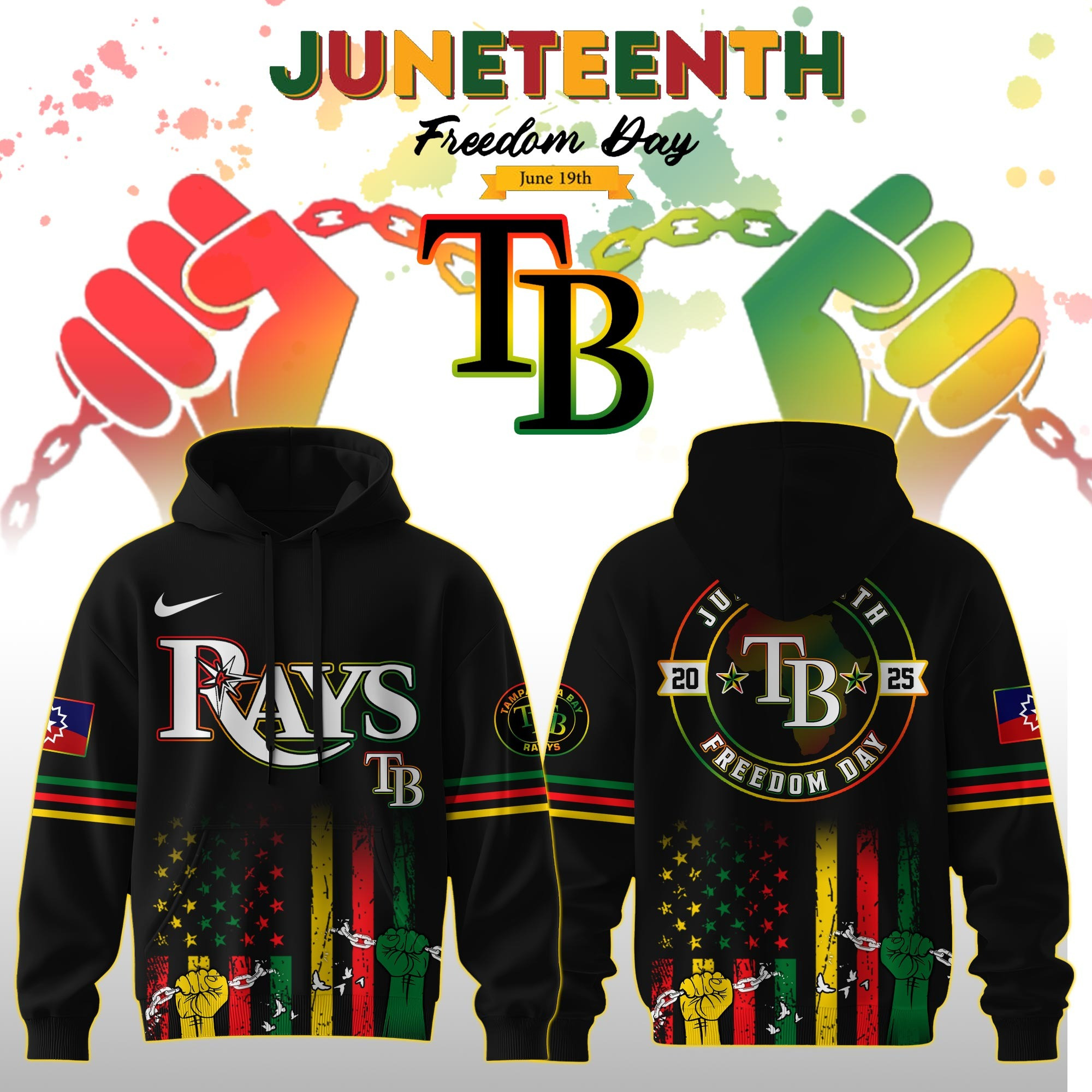 Tampa Bay Rays MLB X Juneteenth Day 2025 Hoodie Baseball Fan Merch Fathers Day Gifts