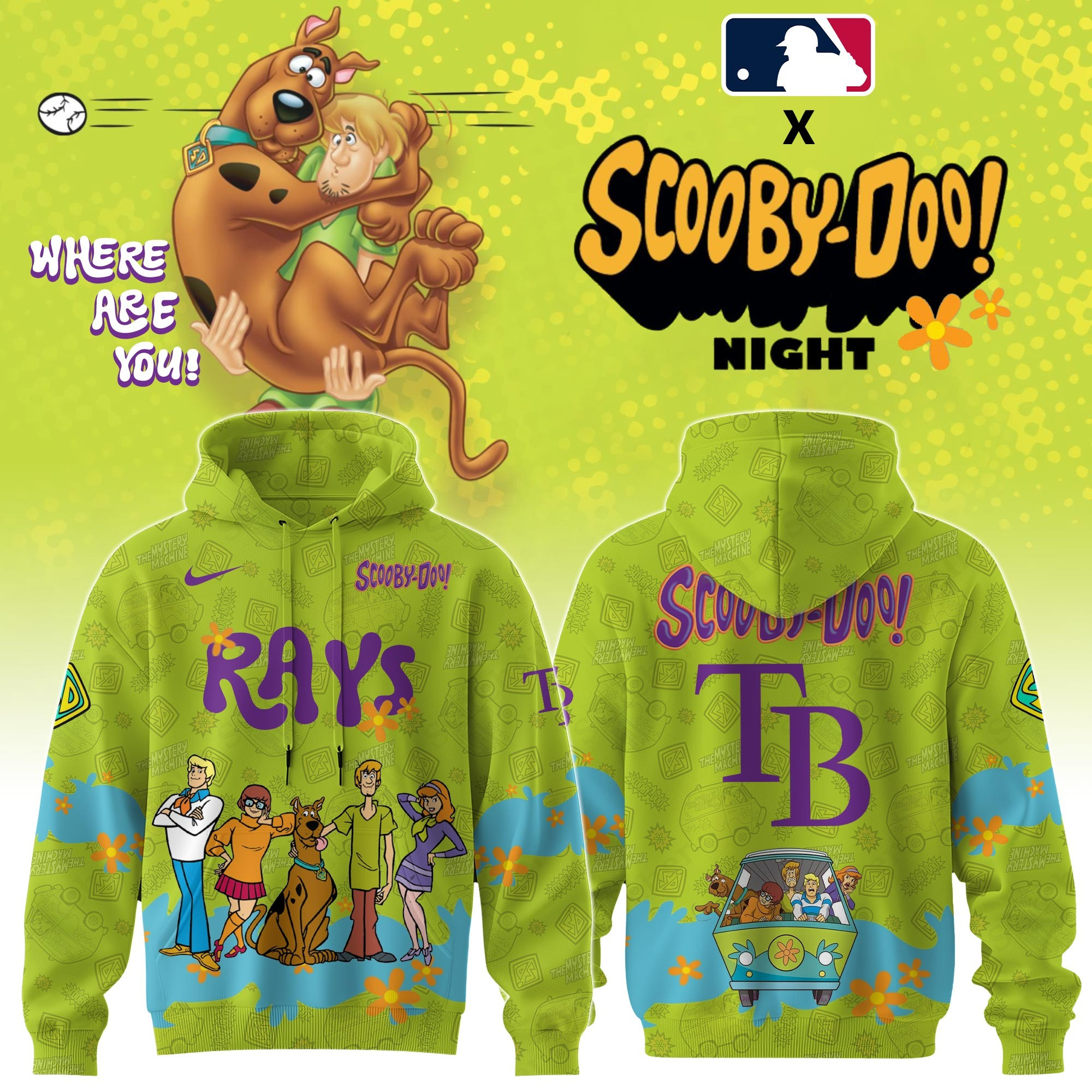 Tampa Bay Rays MLB X Scooby Doo Night Hoodie Merch Best Gifts For Baseball Fans