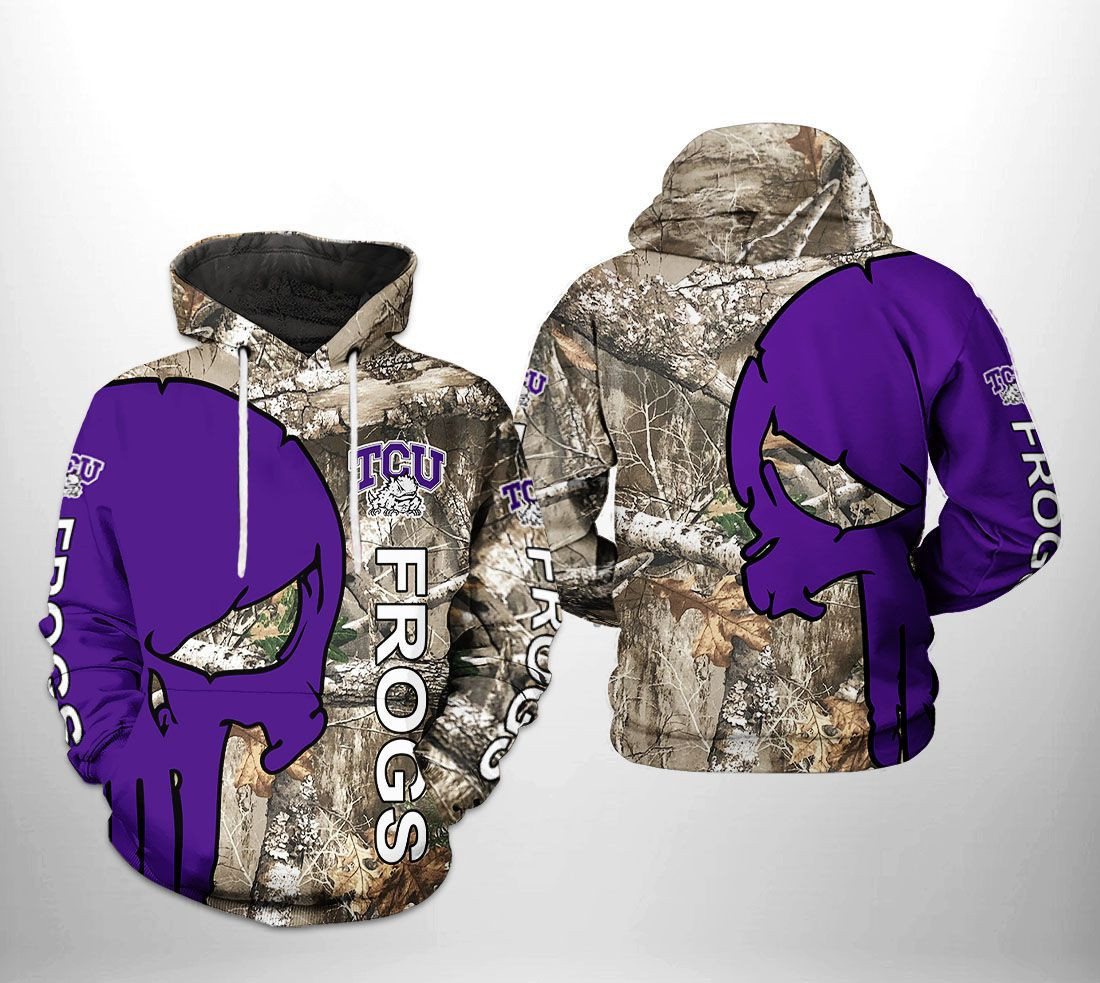 Tcu Horned Frogs NCAA Camo Veteran Hunting Hoodie Zip Hoodie