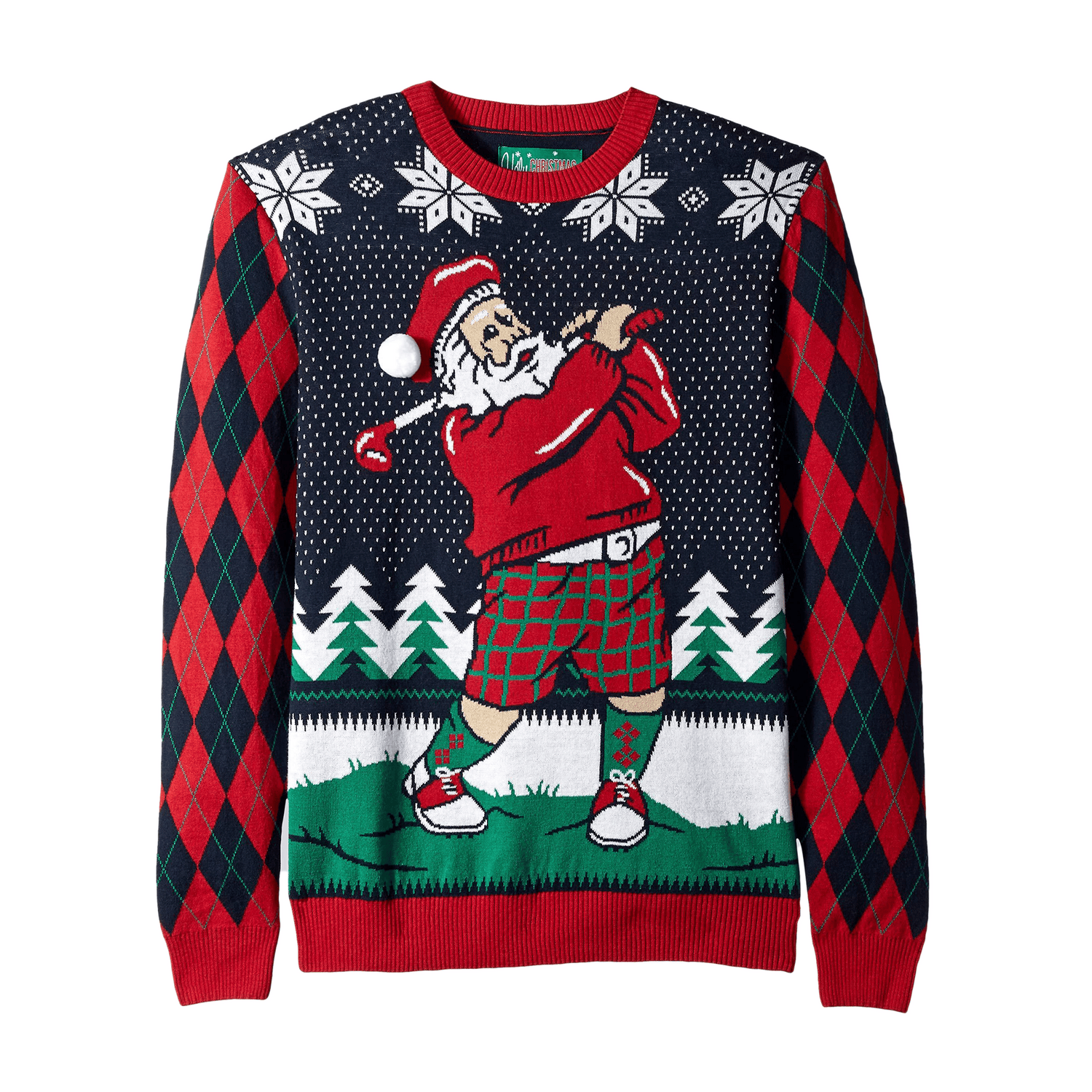 Teeing Off Golfing Santa Ugly Christmas Sweater